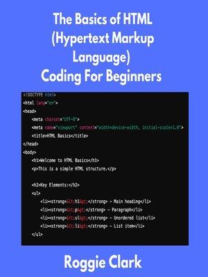 cover image of The Basics of HTML (Hypertext Markup Language) Coding For Beginners